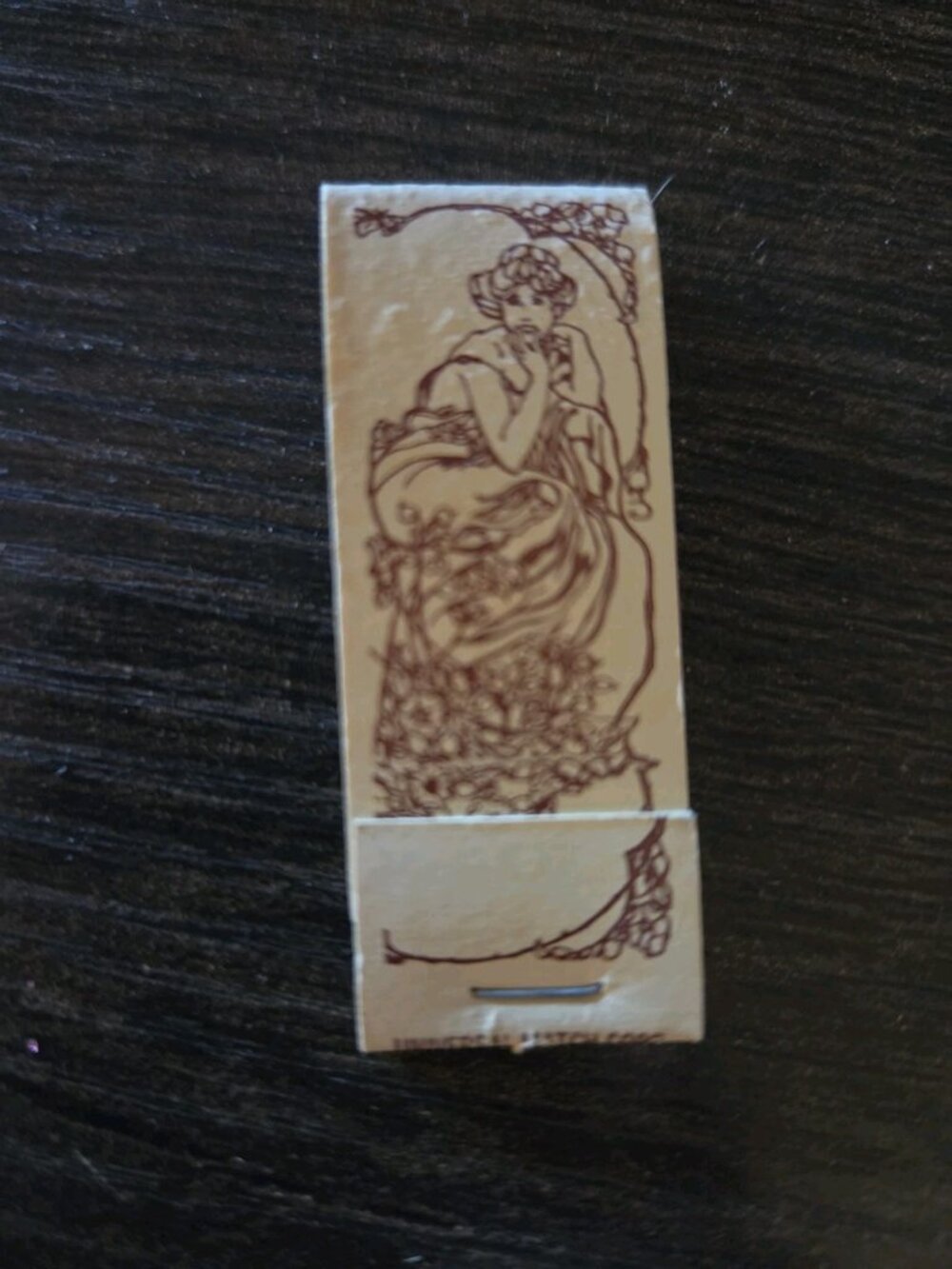 Vintage Art Nouveau Woman Line Art Matchbook Never Used Good Condition
